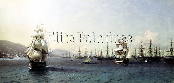 RUSSIANAIVAZOVSKY BLACK SEA FLEET IN BAY OF THEODOSIA ARTIST PAINTING HANDMADE