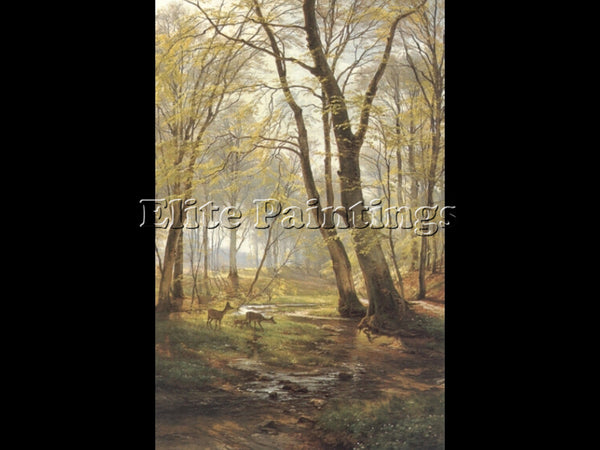 CARL FREDRIK AAGARD A WOODLAND SCENE WITH DEER2 ARTIST PAINTING REPRODUCTION OIL