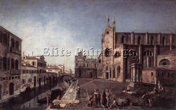 ITALIAN ALBOTTO FRANCESCO VIEW OF CAMPO SANTI GIOVANNI E PAOLO PAINTING HANDMADE