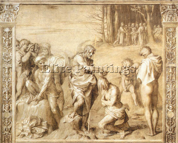 ANDREA DEL SARTO BAPTISM OF THE PEOPLE ARTIST PAINTING REPRODUCTION HANDMADE OIL