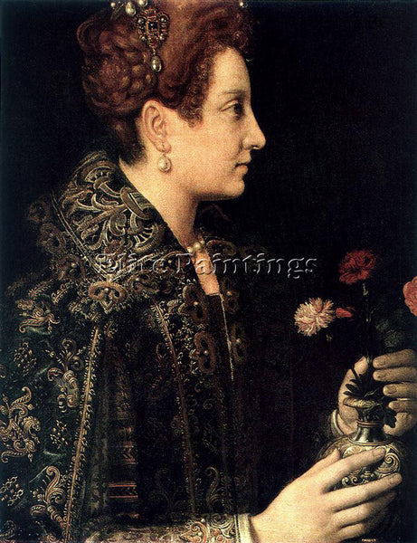ITALIAN ANGUISSOLA SOFONISBA PROFILE PORTRAIT OF A YOUNG WOMAN PAINTING HANDMADE