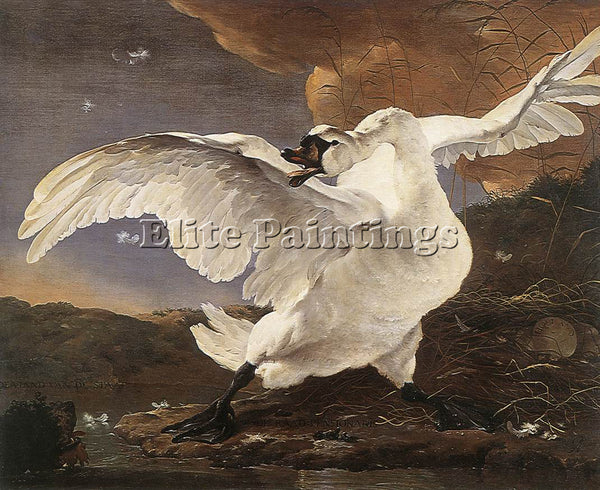HOLLAND ASSELYN JAN THE THREATENED SWAN ARTIST PAINTING REPRODUCTION HANDMADE
