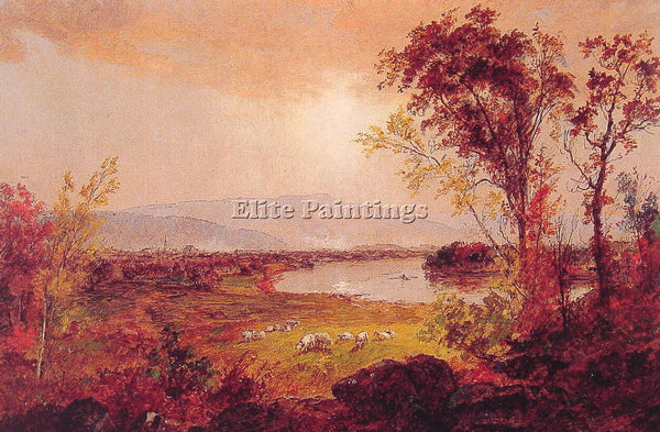 JASPER FRANCIS CROPSEY A BEND IN THE RIVER ARTIST PAINTING REPRODUCTION HANDMADE
