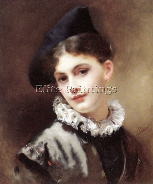 GUSTAVE JEAN JACQUET A COQUETTISH SMILE ARTIST PAINTING REPRODUCTION HANDMADE
