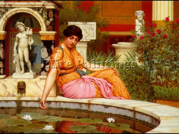 JOHN WILLIAM GODWARD A LILY POND 19017 ARTIST PAINTING REPRODUCTION HANDMADE OIL