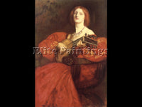 EDWIN AUSTIN ABBEY A LUTE PLAYER ARTIST PAINTING REPRODUCTION HANDMADE OIL REPRO