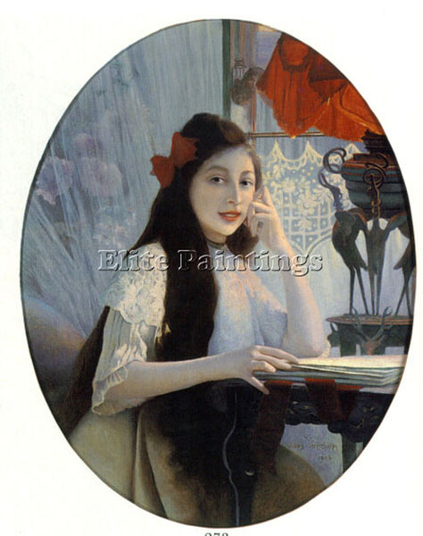 FRENCH A PORTRAIT OF YOUNG GIRL ARTIST PAINTING REPRODUCTION HANDMADE OIL CANVAS