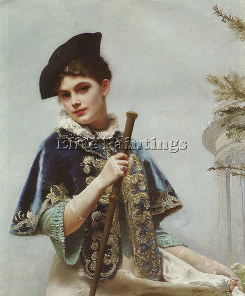 GUSTAVE JEAN JACQUET A PORTRAIT OF A NOBLE LADY ARTIST PAINTING REPRODUCTION OIL