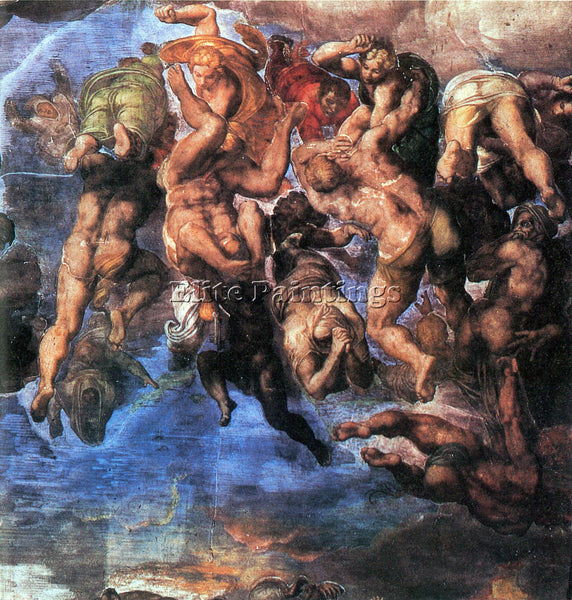 MICHELANGELO A GROUP FIGHTING DAMNED ARTIST PAINTING REPRODUCTION HANDMADE OIL
