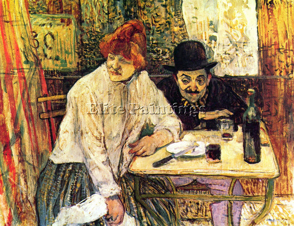 TOULOUSE-LAUTREC A LA MIE IN THE RESTAURANT ARTIST PAINTING HANDMADE OIL CANVAS