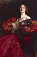 EDWIN AUSTIN ABBEY  A LUTE PLAYER ARTIST PAINTING REPRODUCTION HANDMADE OIL DECO