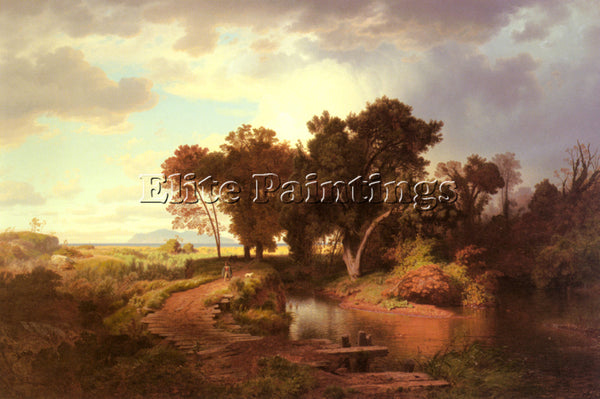 GERMAN ACHENBACH ANDREAS MORNING IN THE POTINIAN MARCHES ARTIST PAINTING CANVAS