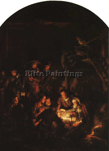 REMBRANDT ADORATION OF THE SHEPHERDS ARTIST PAINTING REPRODUCTION HANDMADE OIL