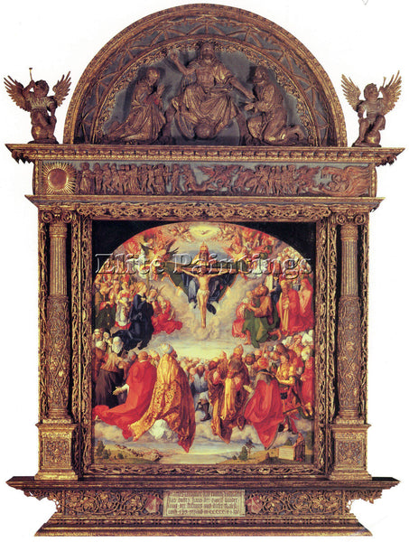 DURER ADORATION OF THE TRINITY ARTIST PAINTING REPRODUCTION HANDMADE OIL CANVAS