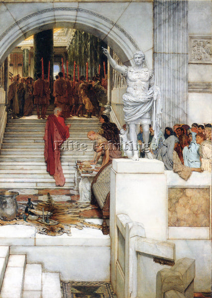 ALMA-TADEMA AFTER THE AUDIENCE ARTIST PAINTING REPRODUCTION HANDMADE OIL CANVAS