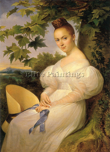 FRENCH ALBERT JOSEPH PENOT PORTRAIT OF A WOMAN SEATED BENEATH A TREE OIL CANVAS