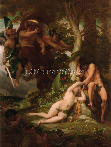ALEXANDRE CABANEL EXPULSION OF ADAM AND EVE FROM GARDEN OF PARADISE PAINTING OIL