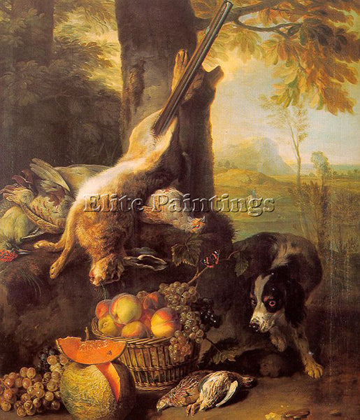 FRENCH ALEXANDRE FRANCOIS DESPORTES STILL LIFE WITH DEAD HARE AND FRUIT PAINTING