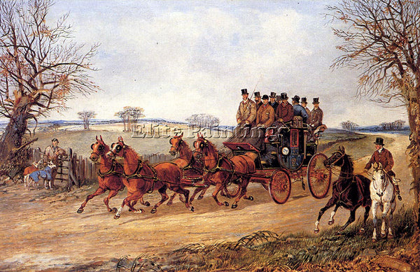 BRITISH ALKEN HENRY A COACH AND FOUR ON AN AUTUMN ROAD ARTIST PAINTING HANDMADE
