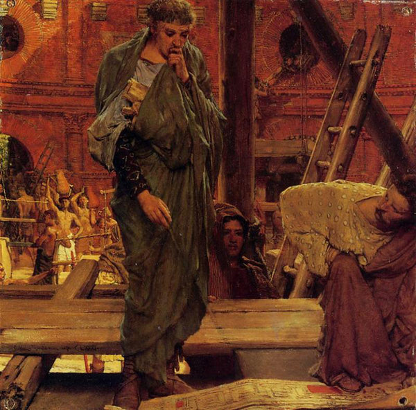 SIR LAWRENCE ALMA-TADEMA  ARCHITECTURE IN ANCIENT ROME ARTIST PAINTING HANDMADE