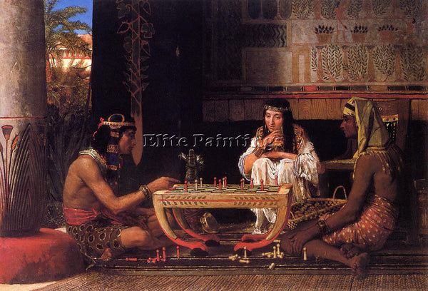 SIR LAWRENCE ALMA-TADEMA  EGYPTIAN CHESS PLAYERS ARTIST PAINTING HANDMADE CANVAS
