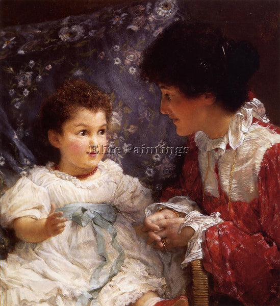 SIR LAWRENCE ALMA-TADEMA  MRS GEORGE LEWIS AND HER DAUGHTER ELIZABETH ARTIST OIL