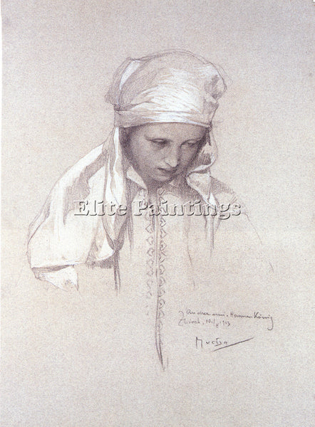 ALPHONSE MARIA MUCHA ALPHONSE MUCHA PORTRAIT OF A GIRL 1913 ARTIST PAINTING OIL