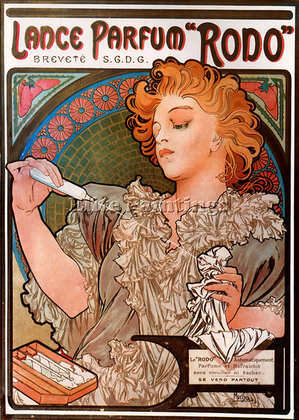 ALPHONSE MARIA MUCHA LANCE PARFUM RODO 1896  ARTIST PAINTING HANDMADE OIL CANVAS