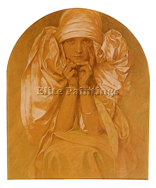 ALPHONSE MARIA MUCHA PORTRAIT OF THE ARTISTS DAUGHTER JAROSLAVA ARTIST PAINTING