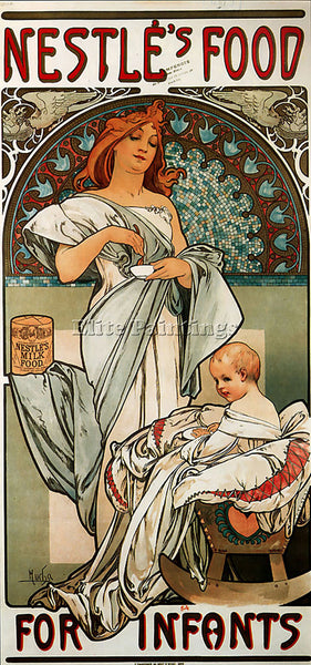ALPHONSE MARIA MUCHA NESTLES FOOD FOR INFANTS 1897  ARTIST PAINTING REPRODUCTION