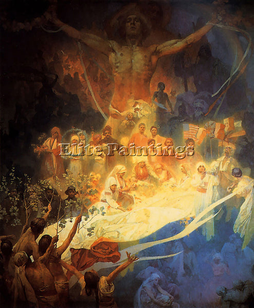 ALPHONSE MARIA MUCHA THE APOTHEOSIS OF THE SLAVS 1926 ARTIST PAINTING HANDMADE