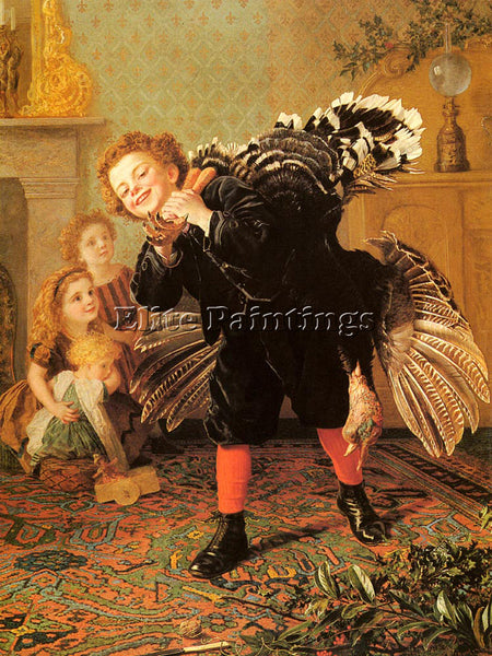 SOPHIE GENGEMBRE ANDERSON CHRISTMAS TIME 20HERES THE GOBBLER ARTIST PAINTING OIL