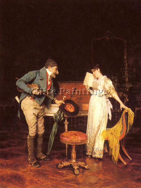 FEDERICO ANDREOTTI THE MUSIC LESSON ARTIST PAINTING REPRODUCTION HANDMADE OIL