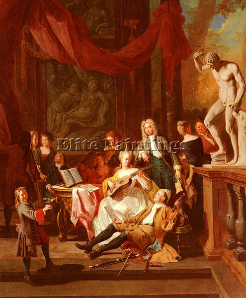 FRENCH ANGELLIS PIETER A MUSICAL ASSEMBLY ARTIST PAINTING REPRODUCTION HANDMADE