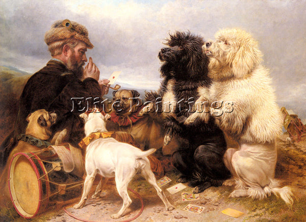 BRITISH ANSDELL RICHARD THE LUCKY DOGS ARTIST PAINTING REPRODUCTION HANDMADE OIL