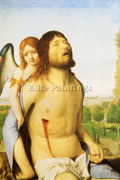 ANTONELLO DA MESSINA ANTONELLO DA THE DEAD CHRIST SUPPORTED BY AN ANGEL PAINTING