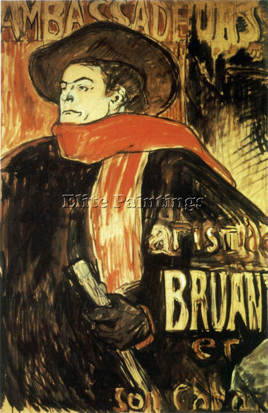 TOULOUSE-LAUTREC ARISTIDE BRUANT STUDY ARTIST PAINTING REPRODUCTION HANDMADE OIL