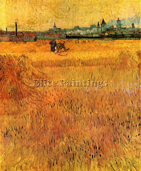 VAN GOGH ARLES VIEW FROM THE WHEAT FIELDS ARTIST PAINTING REPRODUCTION HANDMADE