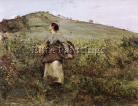 JULES BASTIEN-LEPAGE AT HARVEST TIME ARTIST PAINTING REPRODUCTION HANDMADE OIL