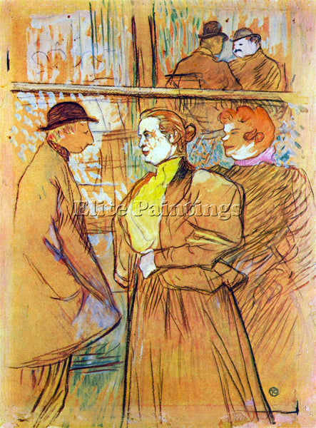 TOULOUSE-LAUTREC AT THE MOULIN ROUGE 2 ARTIST PAINTING REPRODUCTION HANDMADE OIL