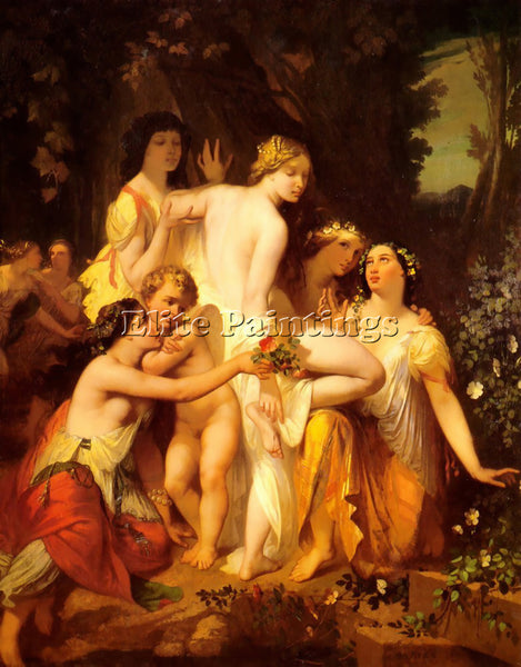 FRENCH AUGUSTE GLAIZE THE BATH OF VENUS 1845 ARTIST PAINTING HANDMADE OIL CANVAS