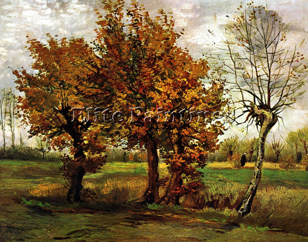 VAN GOGH AUTUMN LANDSCAPE WITH FOUR TREES ARTIST PAINTING REPRODUCTION HANDMADE