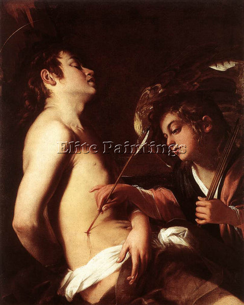 ITALIAN BAGLIONE GIOVANNI ST SEBASTIAN HEALED BY AN ANGEL ARTIST PAINTING CANVAS
