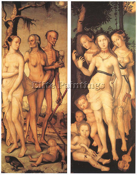HANS BALDUNG GRIEN THREE AGES OF MAN AND THREE GRACES ARTIST PAINTING HANDMADE