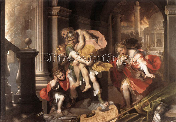 ITALIAN BAROCCI FEDERICO FIORI AENEAS FLIGHT FROM TROY ARTIST PAINTING HANDMADE