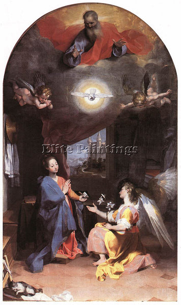 ITALIAN BAROCCI FEDERICO FIORI ANNUNCIATION ARTIST PAINTING HANDMADE OIL CANVAS