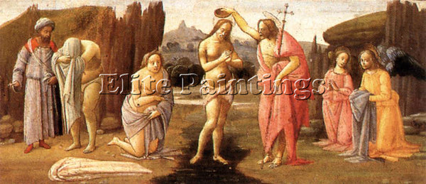 ITALIAN BARTOLOMEO DI GIOVANNI PREDELLA BAPTISM OF CHRIST ARTIST PAINTING CANVAS