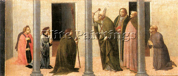 ITALIAN BARTOLOMEO DI GIOVANNI PREDELLA CONSECRATION CHURCH INNOCENTS ARTIST OIL