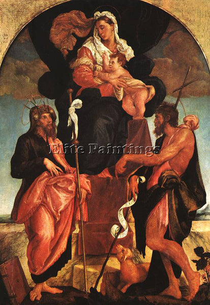 JACOPO BASSANO MADONNA AND CHILD WITH SAINTS ARTIST PAINTING HANDMADE OIL CANVAS