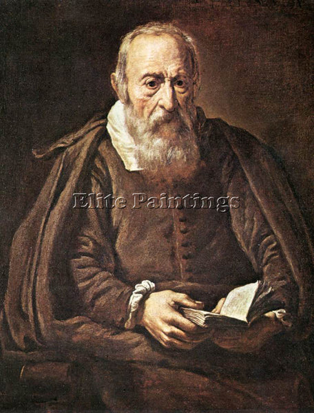 ITALIAN BASSETTI MARCANTONIO PORTRAIT OF AN OLD MAN WITH BOOK PAINTING HANDMADE
